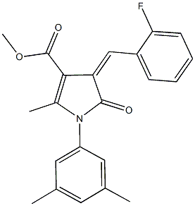 methyl 1-(3,5-dimethylphenyl)-4-(2-fluorobenzylidene)-2-methyl-5-oxo-4,5-dihydro-1H-pyrrole-3-carboxylate 化学構造式