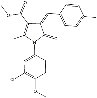 methyl 1-(3-chloro-4-methoxyphenyl)-2-methyl-4-(4-methylbenzylidene)-5-oxo-4,5-dihydro-1H-pyrrole-3-carboxylate 化学構造式