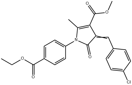 methyl 4-(4-chlorobenzylidene)-1-[4-(ethoxycarbonyl)phenyl]-2-methyl-5-oxo-4,5-dihydro-1H-pyrrole-3-carboxylate,499112-25-3,结构式