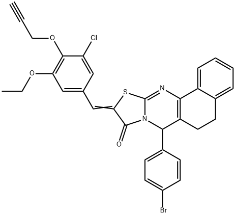 7-(4-bromophenyl)-10-[3-chloro-5-ethoxy-4-(2-propynyloxy)benzylidene]-5,7-dihydro-6H-benzo[h][1,3]thiazolo[2,3-b]quinazolin-9(10H)-one,499114-04-4,结构式