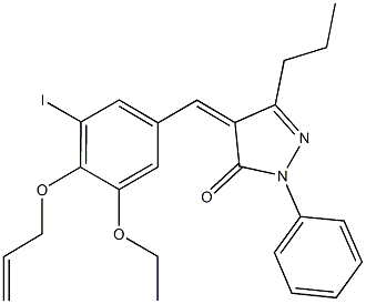 4-[4-(allyloxy)-3-ethoxy-5-iodobenzylidene]-2-phenyl-5-propyl-2,4-dihydro-3H-pyrazol-3-one Structure