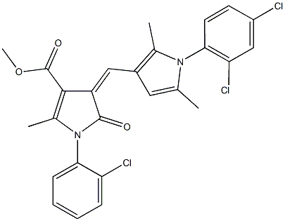 methyl 1-(2-chlorophenyl)-4-{[1-(2,4-dichlorophenyl)-2,5-dimethyl-1H-pyrrol-3-yl]methylene}-2-methyl-5-oxo-4,5-dihydro-1H-pyrrole-3-carboxylate Structure