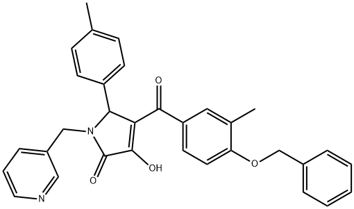 4-[4-(benzyloxy)-3-methylbenzoyl]-3-hydroxy-5-(4-methylphenyl)-1-(pyridin-3-ylmethyl)-1,5-dihydro-2H-pyrrol-2-one,499116-00-6,结构式