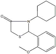 3-cyclohexyl-2-(2-methoxyphenyl)-1,3-thiazolidin-4-one 结构式