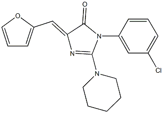 3-(3-chlorophenyl)-5-(2-furylmethylene)-2-(1-piperidinyl)-3,5-dihydro-4H-imidazol-4-one Struktur