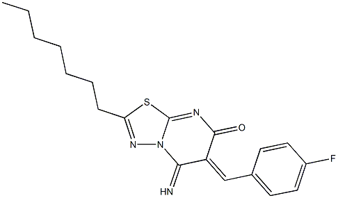 6-(4-fluorobenzylidene)-2-heptyl-5-imino-5,6-dihydro-7H-[1,3,4]thiadiazolo[3,2-a]pyrimidin-7-one Structure