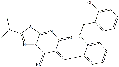 6-{2-[(2-chlorobenzyl)oxy]benzylidene}-5-imino-2-isopropyl-5,6-dihydro-7H-[1,3,4]thiadiazolo[3,2-a]pyrimidin-7-one Structure