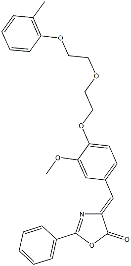 4-(3-methoxy-4-{2-[2-(2-methylphenoxy)ethoxy]ethoxy}benzylidene)-2-phenyl-1,3-oxazol-5(4H)-one Structure