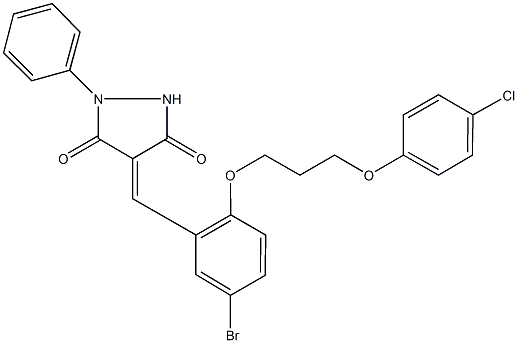 4-{5-bromo-2-[3-(4-chlorophenoxy)propoxy]benzylidene}-1-phenyl-3,5-pyrazolidinedione 结构式