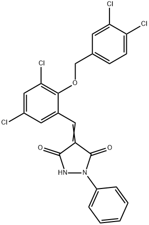 4-{3,5-dichloro-2-[(3,4-dichlorobenzyl)oxy]benzylidene}-1-phenyl-3,5-pyrazolidinedione Structure