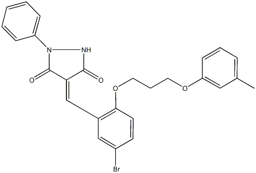 4-{5-bromo-2-[3-(3-methylphenoxy)propoxy]benzylidene}-1-phenyl-3,5-pyrazolidinedione 结构式