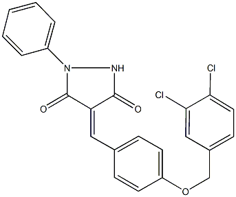 4-{4-[(3,4-dichlorobenzyl)oxy]benzylidene}-1-phenyl-3,5-pyrazolidinedione 化学構造式