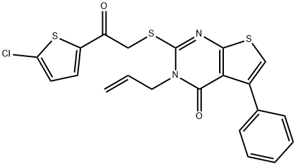 3-allyl-2-{[2-(5-chloro-2-thienyl)-2-oxoethyl]sulfanyl}-5-phenylthieno[2,3-d]pyrimidin-4(3H)-one Struktur