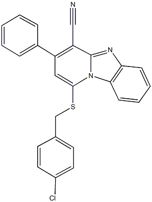 1-[(4-chlorobenzyl)sulfanyl]-3-phenylpyrido[1,2-a]benzimidazole-4-carbonitrile 结构式