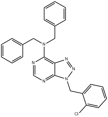 N,N-dibenzyl-N-[3-(2-chlorobenzyl)-3H-[1,2,3]triazolo[4,5-d]pyrimidin-7-yl]amine,499140-90-8,结构式