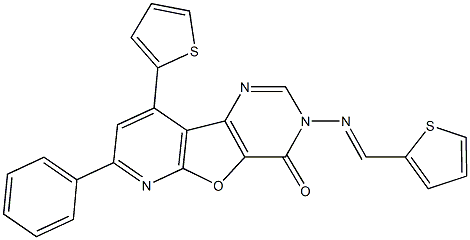 7-phenyl-9-thien-2-yl-3-[(thien-2-ylmethylene)amino]pyrido[3',2':4,5]furo[3,2-d]pyrimidin-4(3H)-one 结构式