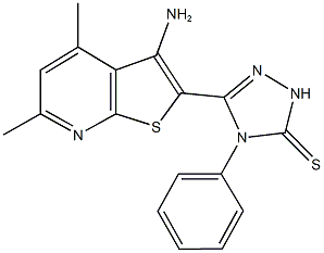 5-(3-amino-4,6-dimethylthieno[2,3-b]pyridin-2-yl)-4-phenyl-2,4-dihydro-3H-1,2,4-triazole-3-thione,499141-03-6,结构式