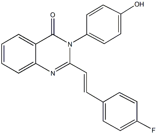2-[2-(4-fluorophenyl)vinyl]-3-(4-hydroxyphenyl)-4(3H)-quinazolinone 化学構造式