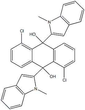 1,5-dichloro-9,10-bis(1-methyl-1H-indol-2-yl)-9,10-dihydro-9,10-anthracenediol Structure