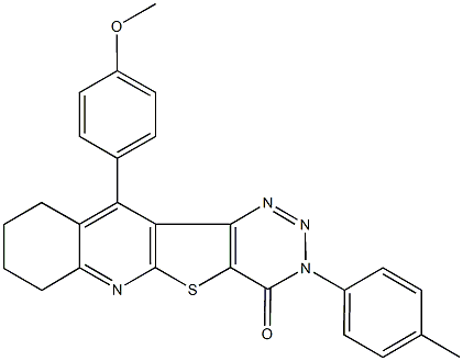 11-(4-methoxyphenyl)-3-(4-methylphenyl)-7,8,9,10-tetrahydro[1,2,3]triazino[4',5':4,5]thieno[2,3-b]quinolin-4(3H)-one Struktur