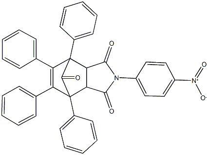 4-{4-nitrophenyl}-1,7,8,9-tetraphenyl-4-azatricyclo[5.2.1.0~2,6~]dec-8-ene-3,5,10-trione Struktur