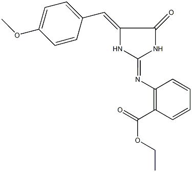 ethyl 2-{[4-(4-methoxybenzylidene)-5-oxo-2-imidazolidinylidene]amino}benzoate Structure
