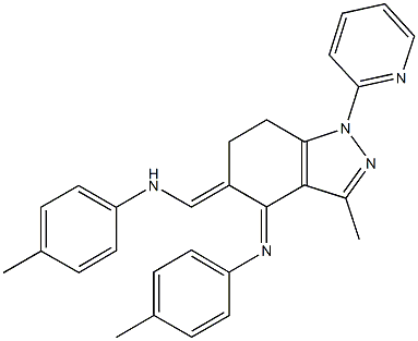 4-methyl-N-[3-methyl-1-(2-pyridinyl)-5-(4-toluidinomethylene)-1,5,6,7-tetrahydro-4H-indazol-4-ylidene]aniline|