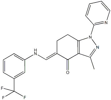 499197-99-8 3-methyl-1-(2-pyridinyl)-5-{[3-(trifluoromethyl)anilino]methylene}-1,5,6,7-tetrahydro-4H-indazol-4-one