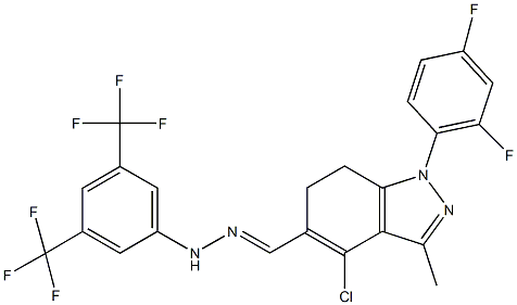 4-chloro-1-(2,4-difluorophenyl)-3-methyl-6,7-dihydro-1H-indazole-5-carbaldehyde [3,5-bis(trifluoromethyl)phenyl]hydrazone 结构式