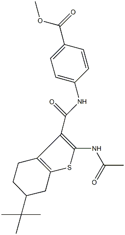 methyl 4-({[2-(acetylamino)-6-tert-butyl-4,5,6,7-tetrahydro-1-benzothien-3-yl]carbonyl}amino)benzoate,499198-22-0,结构式