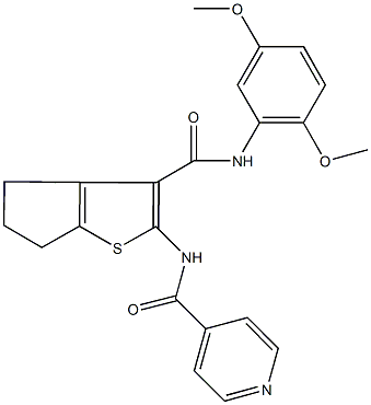 N-{3-[(2,5-dimethoxyanilino)carbonyl]-5,6-dihydro-4H-cyclopenta[b]thien-2-yl}isonicotinamide Structure