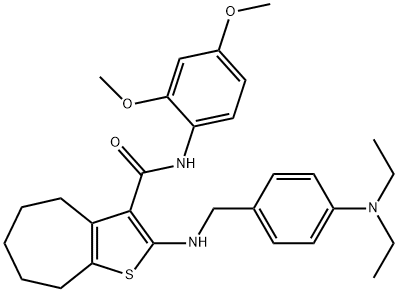 2-{[4-(diethylamino)benzyl]amino}-N-(2,4-dimethoxyphenyl)-5,6,7,8-tetrahydro-4H-cyclohepta[b]thiophene-3-carboxamide,499198-49-1,结构式