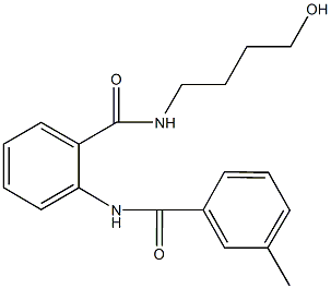 N-(4-hydroxybutyl)-2-[(3-methylbenzoyl)amino]benzamide 化学構造式