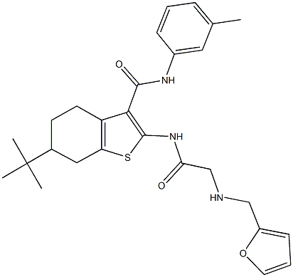 6-tert-butyl-2-({[(2-furylmethyl)amino]acetyl}amino)-N-(3-methylphenyl)-4,5,6,7-tetrahydro-1-benzothiophene-3-carboxamide Structure