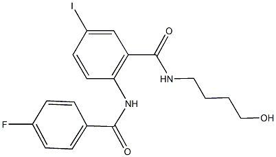 2-[(4-fluorobenzoyl)amino]-N-(4-hydroxybutyl)-5-iodobenzamide 化学構造式