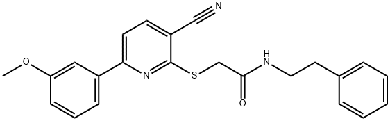 2-{[3-cyano-6-(3-methoxyphenyl)pyridin-2-yl]sulfanyl}-N-(2-phenylethyl)acetamide|