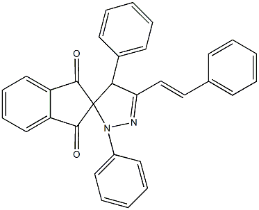 1,4-diphenyl-3-(2-phenylvinyl)-4,5-dihydro-spiro[1H-pyrazole-5,2'-(1'H)-indene]-1',3'(2'H)-dione|