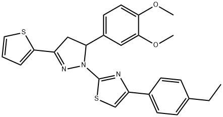 2-[5-(3,4-dimethoxyphenyl)-3-(2-thienyl)-4,5-dihydro-1H-pyrazol-1-yl]-4-(4-ethylphenyl)-1,3-thiazole Structure