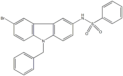 N-(9-benzyl-6-bromo-9H-carbazol-3-yl)benzenesulfonamide 化学構造式