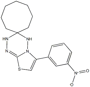 6-(3-nitrophenyl)-3,4-dihydrospiro(2H-[1,3]thiazolo[3,2-b][1,2,4,5]tetraazine-3,1'-cyclooctane) Structure