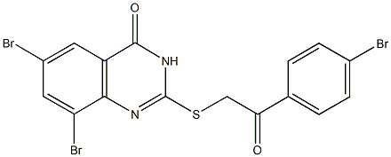 6,8-dibromo-2-{[2-(4-bromophenyl)-2-oxoethyl]sulfanyl}-4(3H)-quinazolinone 化学構造式