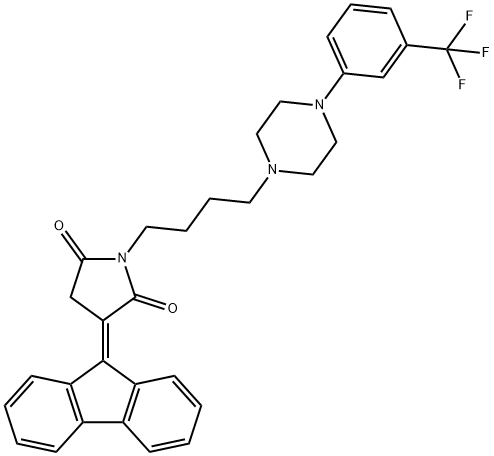 3-(9H-fluoren-9-ylidene)-1-(4-{4-[3-(trifluoromethyl)phenyl]-1-piperazinyl}butyl)-2,5-pyrrolidinedione,500018-11-1,结构式