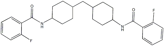 2-fluoro-N-[4-({4-[(2-fluorobenzoyl)amino]cyclohexyl}methyl)cyclohexyl]benzamide Struktur