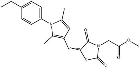 methyl (5-{[1-(4-ethylphenyl)-2,5-dimethyl-1H-pyrrol-3-yl]methylene}-2,4-dioxo-1,3-thiazolidin-3-yl)acetate Struktur