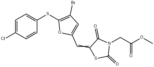 methyl [5-({4-bromo-5-[(4-chlorophenyl)sulfanyl]-2-furyl}methylene)-2,4-dioxo-1,3-thiazolidin-3-yl]acetate|