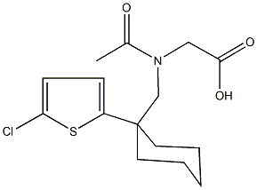 (acetyl{[1-(5-chloro-2-thienyl)cyclohexyl]methyl}amino)acetic acid 化学構造式