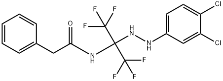 N-[1-[2-(3,4-dichlorophenyl)hydrazino]-2,2,2-trifluoro-1-(trifluoromethyl)ethyl]-2-phenylacetamide Struktur