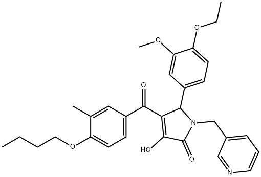 4-(4-butoxy-3-methylbenzoyl)-5-(4-ethoxy-3-methoxyphenyl)-3-hydroxy-1-(pyridin-3-ylmethyl)-1,5-dihydro-2H-pyrrol-2-one Structure