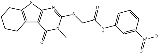 N-{3-nitrophenyl}-2-[(3-methyl-4-oxo-3,4,5,6,7,8-hexahydro[1]benzothieno[2,3-d]pyrimidin-2-yl)sulfanyl]acetamide Structure