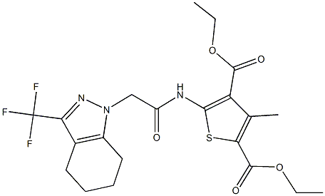 diethyl 3-methyl-5-({[3-(trifluoromethyl)-4,5,6,7-tetrahydro-1H-indazol-1-yl]acetyl}amino)-2,4-thiophenedicarboxylate 结构式